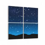 Olla 14667K4 Gece Gökyüzü Görseli Kare 4 Parça 65x65 cm Kanvas Tablo