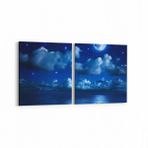 Olla 14696K2Y Gece Gökyüzü Görseli Kare 2 Parça Yatay 65x30 cm Kanvas Tablo