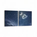 Olla 14711K2Y Gece Gökyüzü Görseli Kare 2 Parça Yatay 65x30 cm Kanvas Tablo