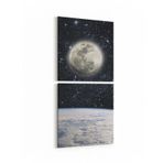 Olla 14722K2D Gece Gökyüzü Görseli Kare 2'li Dikey Kanvas Tablo, Ölçü 60X125