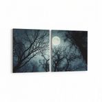 Olla 14749K2Y Gece Gökyüzü Görseli Kare 2 Parça Yatay 65x30 cm Kanvas Tablo