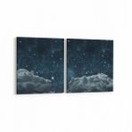 Olla 14775K2Y Gece Gökyüzü Görseli Kare 2 Parça Yatay 65x30 cm Kanvas Tablo