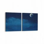 Olla 14791K2Y Gece Gökyüzü Görseli Kare 2 Parça Yatay 65x30 cm Kanvas Tablo