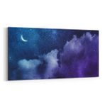 Olla 14797YD Gece Gökyüzü Görseli Yatay Dar 60x30 cm Kanvas Tablo