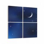 Olla 14820K4 Gece Gökyüzü Görseli Kare 4 Parça 65x65 cm Kanvas Tablo