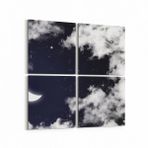 Olla 14846K4 Gece Gökyüzü Görseli Kare 4 Parça 65x65 cm Kanvas Tablo