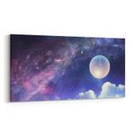 Olla 14866YD Gece Gökyüzü Görseli Yatay Dar Kanvas Tablo, Ölçü 120X60