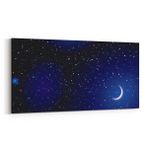 Olla 14874YD Gece Gökyüzü Görseli Yatay Dar 60x30 cm Kanvas Tablo