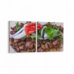 Olla 15032K2Y Gıda Görseli Kare 2'li Yatay Kanvas Tablo, Ölçü 125X60