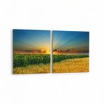 Olla 15978K2Y Günbatımı Görseli Kare 2'li Yatay Kanvas Tablo, Ölçü 145X70