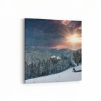 Olla 16023K Günbatımı Görseli Kare Kanvas Tablo, Ölçü 50X50