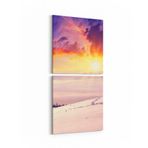 Olla 16078K2D Günbatımı Görseli Kare 2'li Dikey Kanvas Tablo, Ölçü 60X125