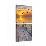 Olla 16128K2D Günbatımı Görseli Kare 2'li Dikey Kanvas Tablo, Ölçü 40X85