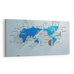 Olla 16178YD Harita Görseli Yatay Dar Kanvas Tablo, Ölçü 60X30
