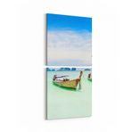 Olla 16397K2D Kumsal/Sahil Görseli Kare 2'li Dikey Kanvas Tablo, Ölçü 40X85