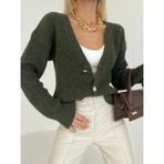 Olla Collection Örgü Kısa Hırka Ceket - Haki Yeşil - M