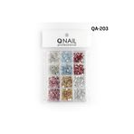 OLLA KOZMETİK Renkli Tırnak Taşı Seti 12'Li Nail Art Süsleme Parlak Kristal Boncuk Seti QA-203