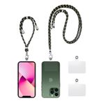 Olliwon Evrensel Telefonu Zinciri Boyun ve Bilek Askısı, 4 Evrensel Yama ile, Ayarlanabilir Kordonu Bileklik Çıkarılabilir Anahtarlık, Lanyard Çoğu Akıllı Telefon Kılıfıyla Uyumlu, Yeşil Altın