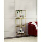 Olope Metal Camlı Kitaplık, 3 Raflı, Gold