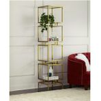 Olope Metal Camlı Kitaplık, 4 Raflı, Gold