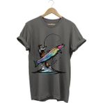 Olta ile Balıkçılık Fishing Balık Avcılığı Alabalık Turna Avcılığı Regular Fit %100 Pamuk Tişört - Antrasit