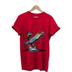 Olta ile Balıkçılık Fishing Balık Avcılığı Alabalık Turna Avcılığı Regular Fit %100 Pamuk Tişört - Kırmızı - 3XL