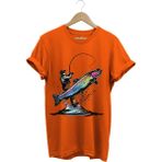 Olta ile Balıkçılık Fishing Balık Avcılığı Alabalık Turna Avcılığı Regular Fit %100 Pamuk Tişört - Turuncu