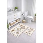 Olverno Home Banyo Paspası Makinede yıkanabilir Kaymaz Taban Leke Tutmaz Su Emici Paspas (60x100)+(40x60) cm