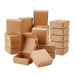 OLYCRAFT 50 adet kare takı kutusu, kraft kağıdından, 7 x 7 x 3 cm, küçük kartonlar, oluklu mukavva, nakliye kartonu, kahverengi hediye kutusu, hediye ve küçük eşyaları paketlemek için
