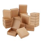OLYCRAFT 50 adet küçük karton 9,5 x 9,5 x 3,5 cm kahverengi hediye kutusu, oluklu mukavva, kare takı kutusu, kraft kağıdından, hediye ve küçük eşyaları paketlemek için