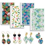 OLYCRAFT Bitkiler Kil Transfer Kağıdı 4 Tasarım 24 Adet Transfer Kağıdı Polimer Tropikal Çiçek Polimer Kil Transfer Levhaları Monstera Deliciosa Kil Küpe Takı Yapımı için Küçük Transfer Kağıdı
