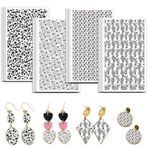 OLYCRAFT Siyah ve beyaz desen kil transfer kağıdı 4 tasarım 24 adet leopar baskı Transfer kağıdı polimer polimer kil transfer levhaları için küçük transfer kağıdı kil küpe takı yapımı