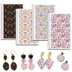 OLYCRAFT Transfer kağıdı, kil için, Meksika geleneksel desenli, 4 tasarım, polimer çiçekler için transfer kağıdı, polimer kil için, küçük Meksika transfer kağıdı