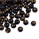 OLYCRAFT Yaklaşık 48 adet 8 mm doğal siyah obsidiyen inciler oyulmuş değerli taş boncuklar yuvarlak gevşek inciler enerji taş boncuklar küpe, kolye ve takı üretimi için - 1 mm delik