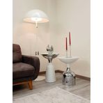 Olympos Dekoratif Parlak Beyaz Uzun Model Krom Sehpa 55 cm