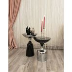 Olympos Dekoratif Parlak Siyah Kısa Model Krom Sehpa 50 cm