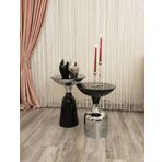 Olympos Dekoratif Parlak Siyah Model Krom Sehpa 50 ve 55 cm