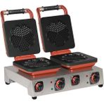 Omake Sabit Ikili Waffle Makinesi Kalp Çiçek Ø190 - Kırmızı