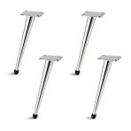 Omaks (4 Adet) 25 Cm Metal Krom Dereceli Mobilya Sehpa Kanepe Ayağı Montaj Vidaları Dahil Ayak