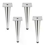 Omaks (4 Adet) 30 Cm Metal Krom Düz Mobilya Sehpa Kanepe Ayağı Montaj Vidaları Dahil Ayak