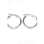 Omar Silver Halka Model Kare Kesim Şarnel 23 mm 925 Ayar Kadın Gümüş Küpe