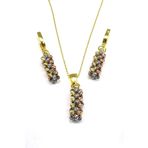 Omar Silver Kadın Dorica İkili Set Altın Rose Kaplama Gümüş Kolye Küpe Set Omr8510