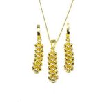Omar Silver Kadın Dorica İkili Set Gold Altın Kaplama Gümüş Kolye Küpe Set Omr8509