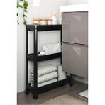 Omaş 3 Katlı Siyah Tekerlekli Raf Ünitesi Banyo Dolabı Kullanımı İçin Pratik 71 cm Yükseklik