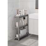 Omaş Household Product Gri Tekerlekli Dikdörtgen 3 Katlı Raf Ünitesi - Banyo Mutfak Düzenleyici Organizer Raf(GRİ)