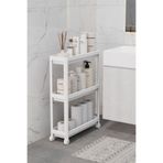 Omaş Household Product Slim Beyaz Tekerlekli Dikdörtgen 3 Katlı Raf Ünitesi - Banyo Mutfak Düzenleyici Organizer Raf Modern