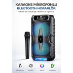 Omaze Karaoke Mikrofonlu Bluetooth Hoparlör Rgb Led Güçlü Ses Performansı Bass Speaker
