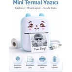 Omaze Mini Termal Yazıcı Kablosuz Telefon Bağlantılı Uygulama Kontrollü Etiket Baskı Makinesi - Mavi