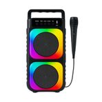 Omaze Superbass Mikrofonlu Bluetooth Hoparlör Rgb Led Işıklı Karaokeli Kablosuz Ses Bombası Siyah