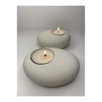 ÖMCTİCARET Taş Görünümlü Tealight Dekoratif Mumluk Obje Beyaz 2li